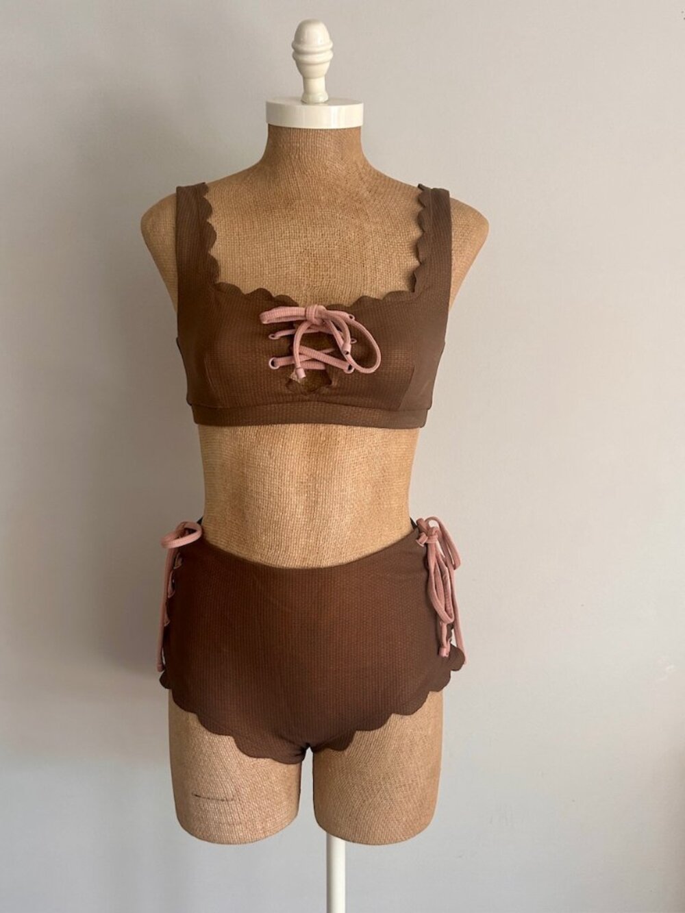 Marysia Swim Palm Springs High-Waist Bikini Bottom – Metallic Brown – Size L